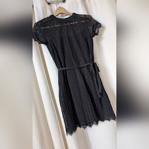 LC Lauren Conrad Elegant Black Lace Midi Dress